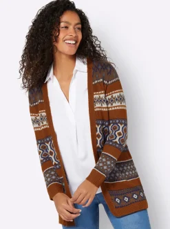 Jacquardstrickjacke in Longform