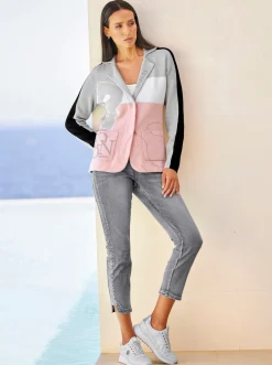 Jacquardstrickjacke mit Reverskragen