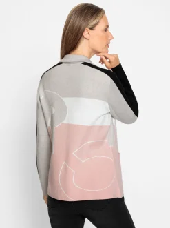 Jacquardstrickjacke mit Reverskragen