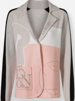 Jacquardstrickjacke mit Reverskragen