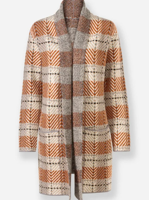 Jacquardstrickjacke mit Schalkragen