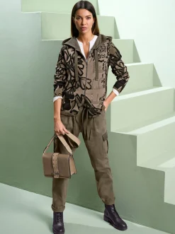 Jacquardstrickjacke mit weitenverstellbarer Kapuze