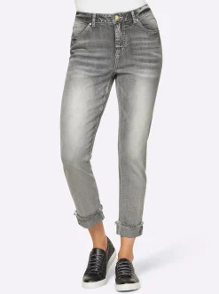7/8-Jeans mit Beinaufschlag, fixiert