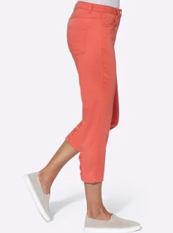 3/4-Jeans mit Bändchen-Verzierung