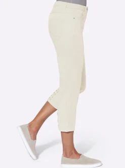 3/4-Jeans mit Bändchen-Verzierung