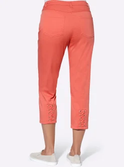 3/4-Jeans mit Bändchen-Verzierung
