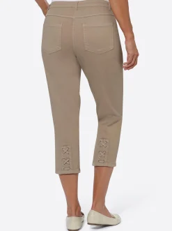 3/4-Jeans mit Bändchen-Verzierung