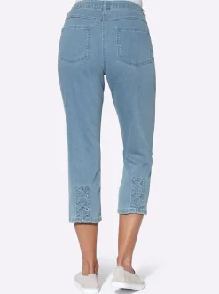 3/4-Jeans mit Bändchen-Verzierung