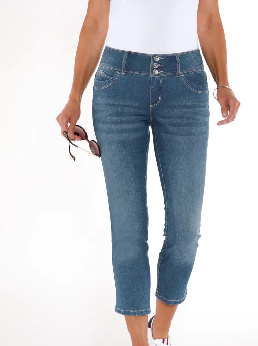 7/8-Jeans mit breitem 3-Knopf-Bund