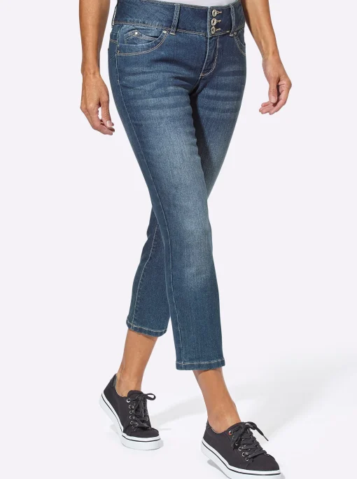 7/8-Jeans mit breitem 3-Knopf-Bund