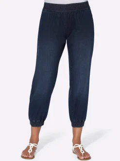 7/8-Jeans mit Smokpartie an Bund und Beinabschluss