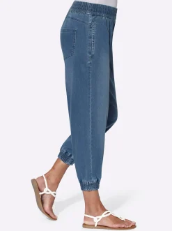 7/8-Jeans mit Smokpartie an Bund und Beinabschluss