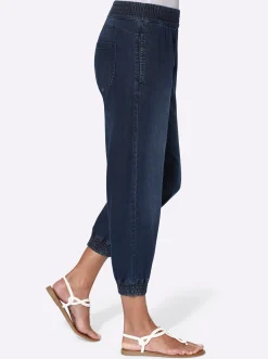 7/8-Jeans mit Smokpartie an Bund und Beinabschluss