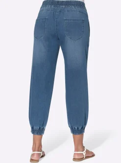7/8-Jeans mit Smokpartie an Bund und Beinabschluss