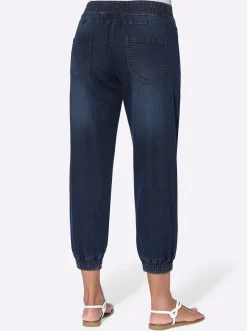 7/8-Jeans mit Smokpartie an Bund und Beinabschluss