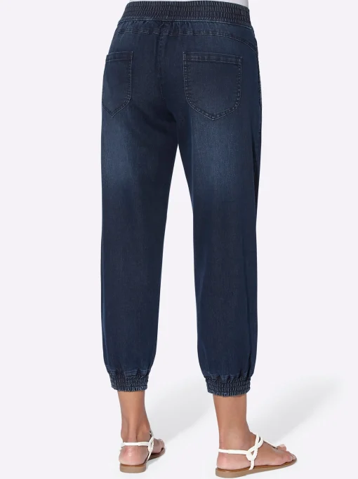 7/8-Jeans mit Smokpartie an Bund und Beinabschluss