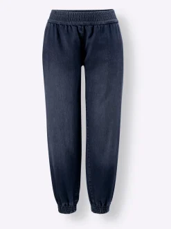 7/8-Jeans mit Smokpartie an Bund und Beinabschluss
