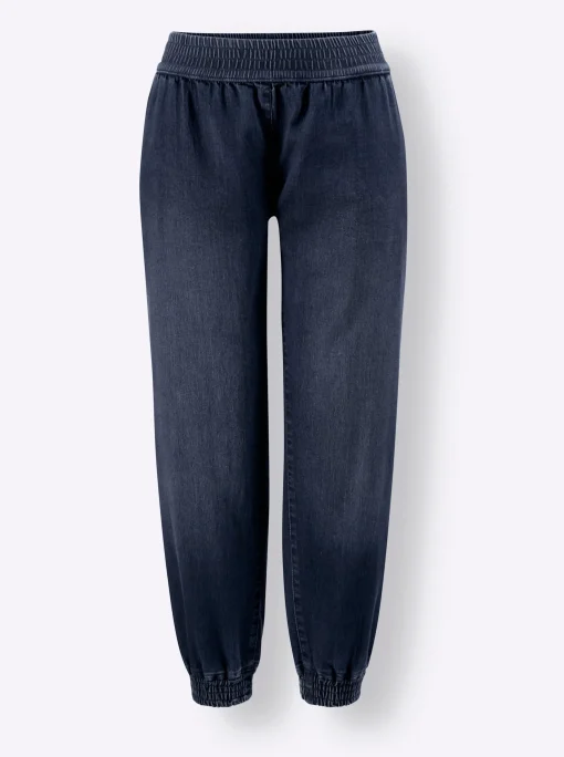 7/8-Jeans mit Smokpartie an Bund und Beinabschluss