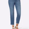 7/8-Jeans mit Spitze am Beinabschluss