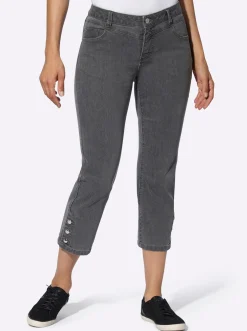7/8-Jeans mit Zierknöpfen am Beinabschluss