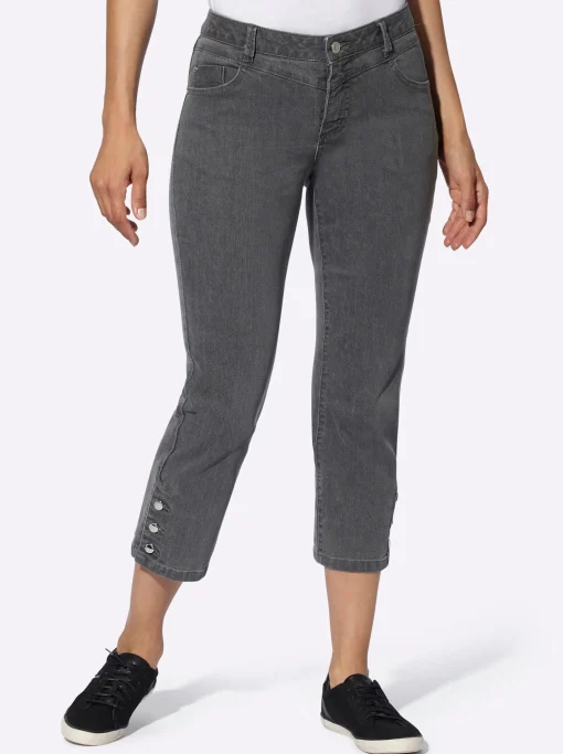 7/8-Jeans mit Zierknöpfen am Beinabschluss