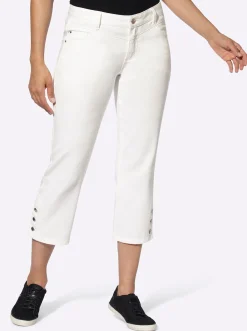 7/8-Jeans mit Zierknöpfen am Beinabschluss