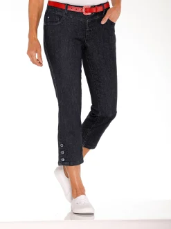 7/8-Jeans mit Zierknöpfen am Beinabschluss