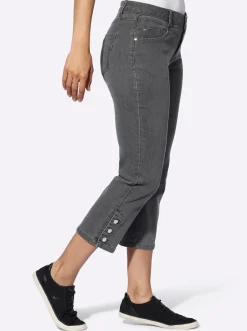7/8-Jeans mit Zierknöpfen am Beinabschluss