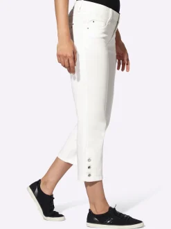 7/8-Jeans mit Zierknöpfen am Beinabschluss
