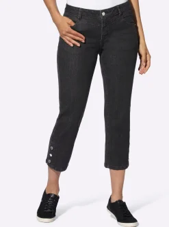 7/8-Jeans mit Zierknöpfen am Beinabschluss