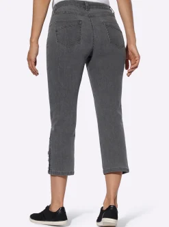 7/8-Jeans mit Zierknöpfen am Beinabschluss