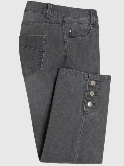 7/8-Jeans mit Zierknöpfen am Beinabschluss