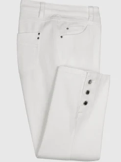 7/8-Jeans mit Zierknöpfen am Beinabschluss