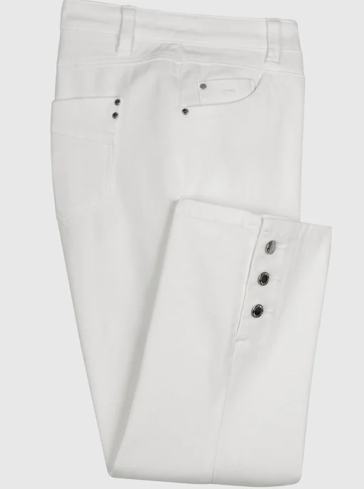 7/8-Jeans mit Zierknöpfen am Beinabschluss