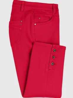 7/8-Jeans mit Zierknöpfen am Beinabschluss