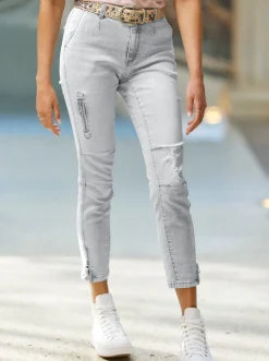 Jeans mit Zipper-Applikation
