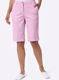 Jeansbermudas mit Dehnbund hinten