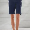 Jeansbermudas mit Dehnbund hinten