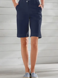 Jeansbermudas mit Dehnbund hinten