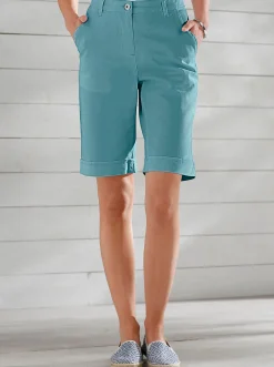 Jeansbermudas mit Dehnbund hinten