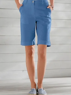 Jeansbermudas mit Dehnbund hinten