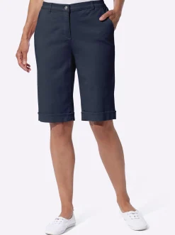 Jeansbermudas mit Dehnbund hinten