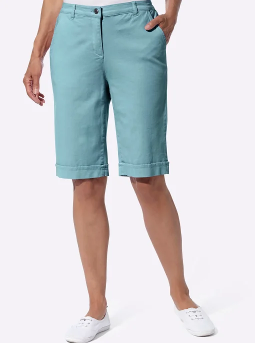 Jeansbermudas mit Dehnbund hinten