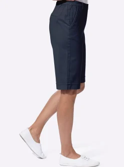 Jeansbermudas mit Dehnbund hinten