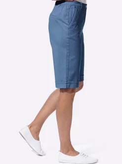 Jeansbermudas mit Dehnbund hinten