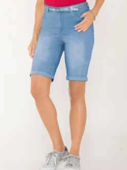 Jeansbermudas mit Gratis-Gürtel