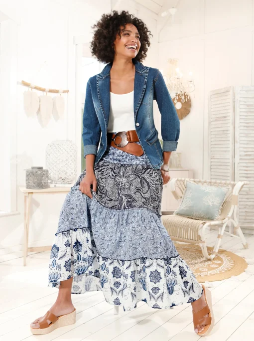 Jeansblazer mit Gehschlitz