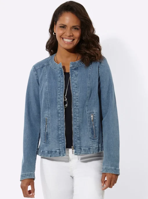 Jeansblazer mit Schulterpolstern