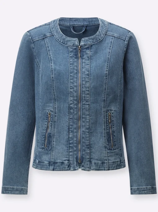 Jeansblazer mit Schulterpolstern