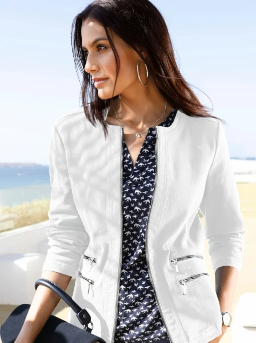 Jeansblazer mit Zier-Reißverschlüssen